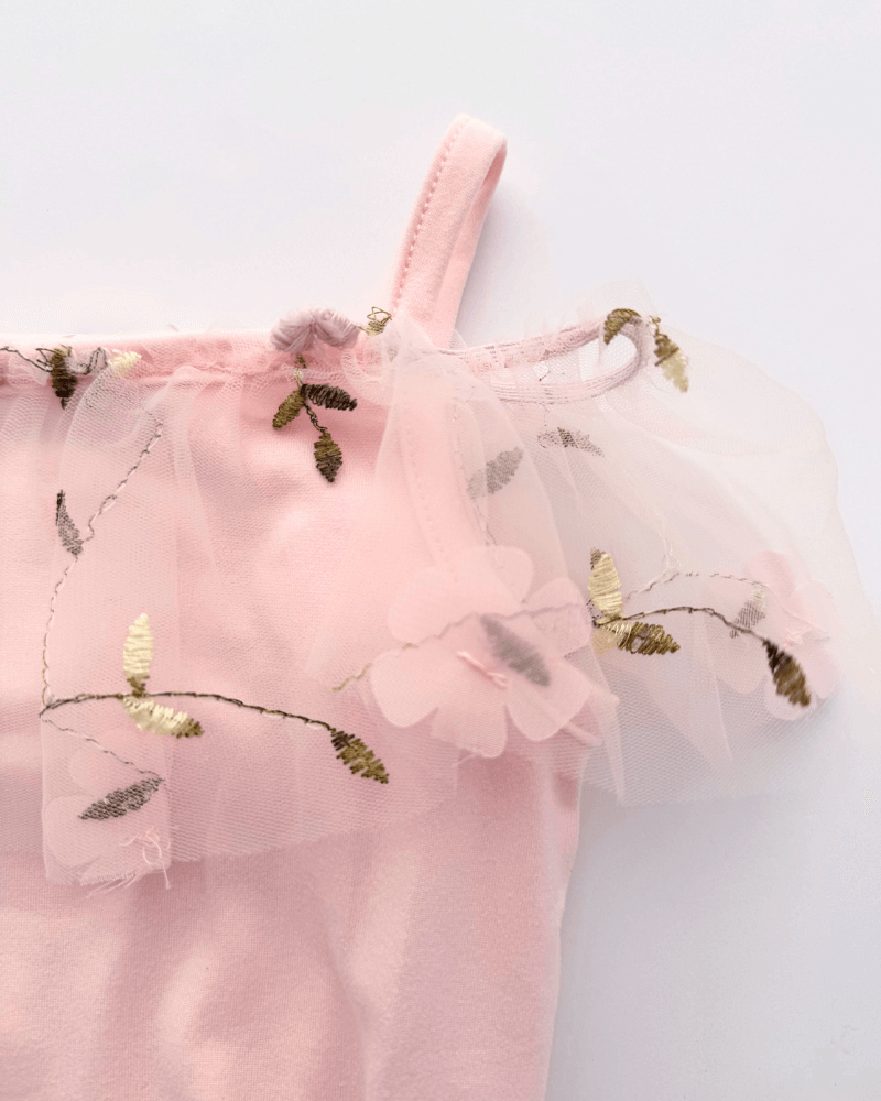 Pink Swan Off Shoulder Leotard