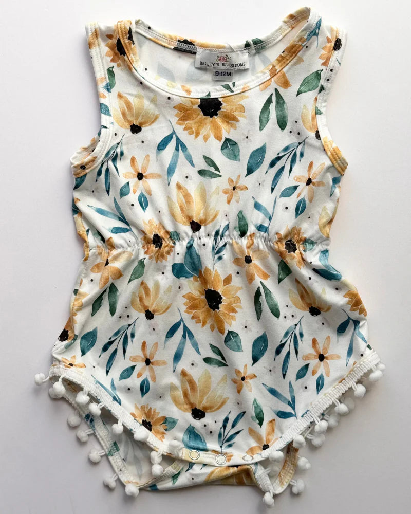 Sunflower Pom Pom Romper