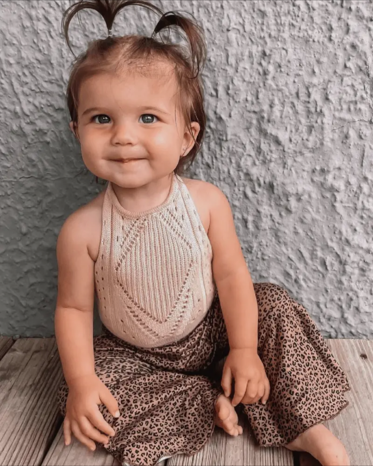 Crochet Halter Romper- Sand