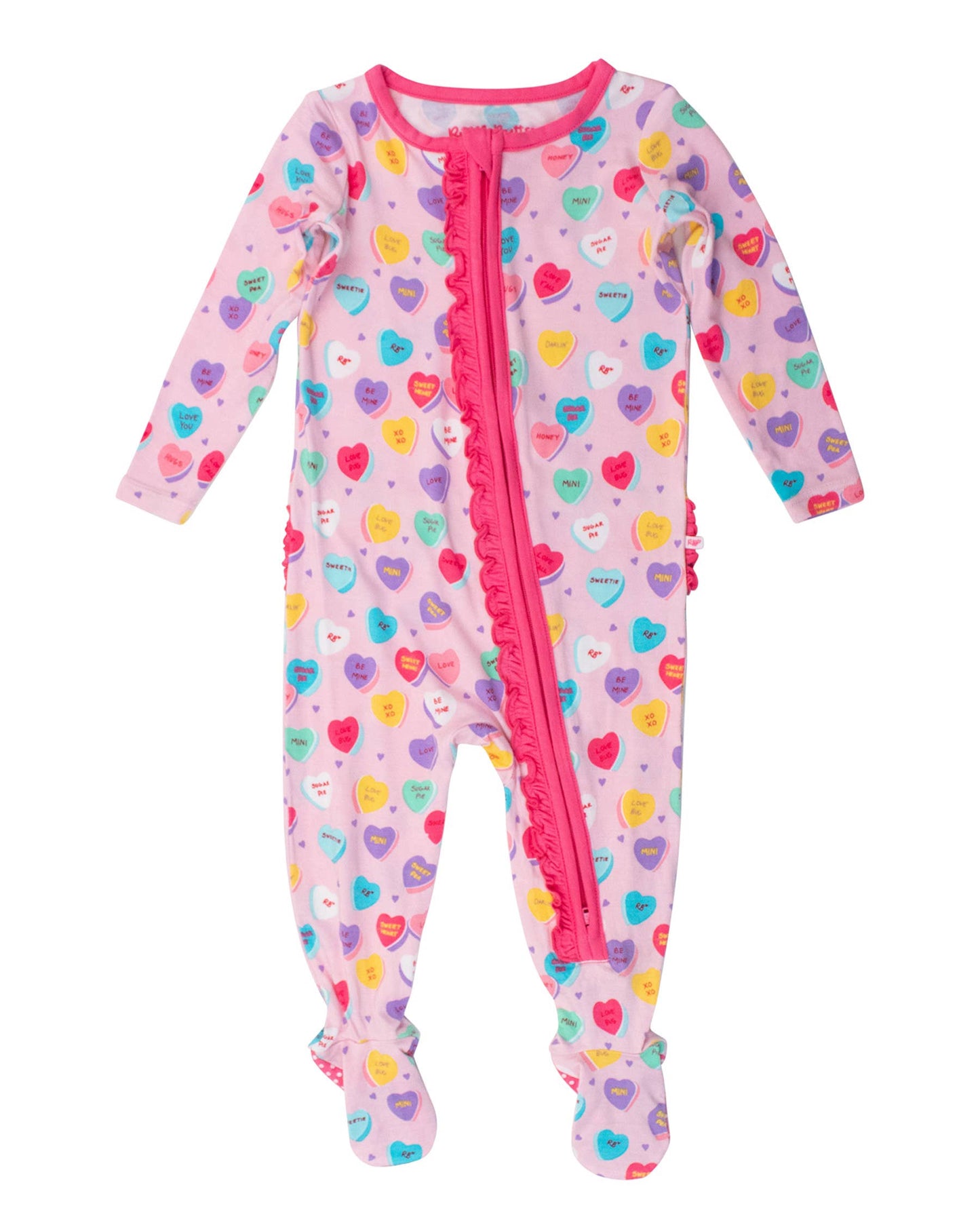 Be My Valentine Bamboo Footed Ruffle Zippy Pajamas