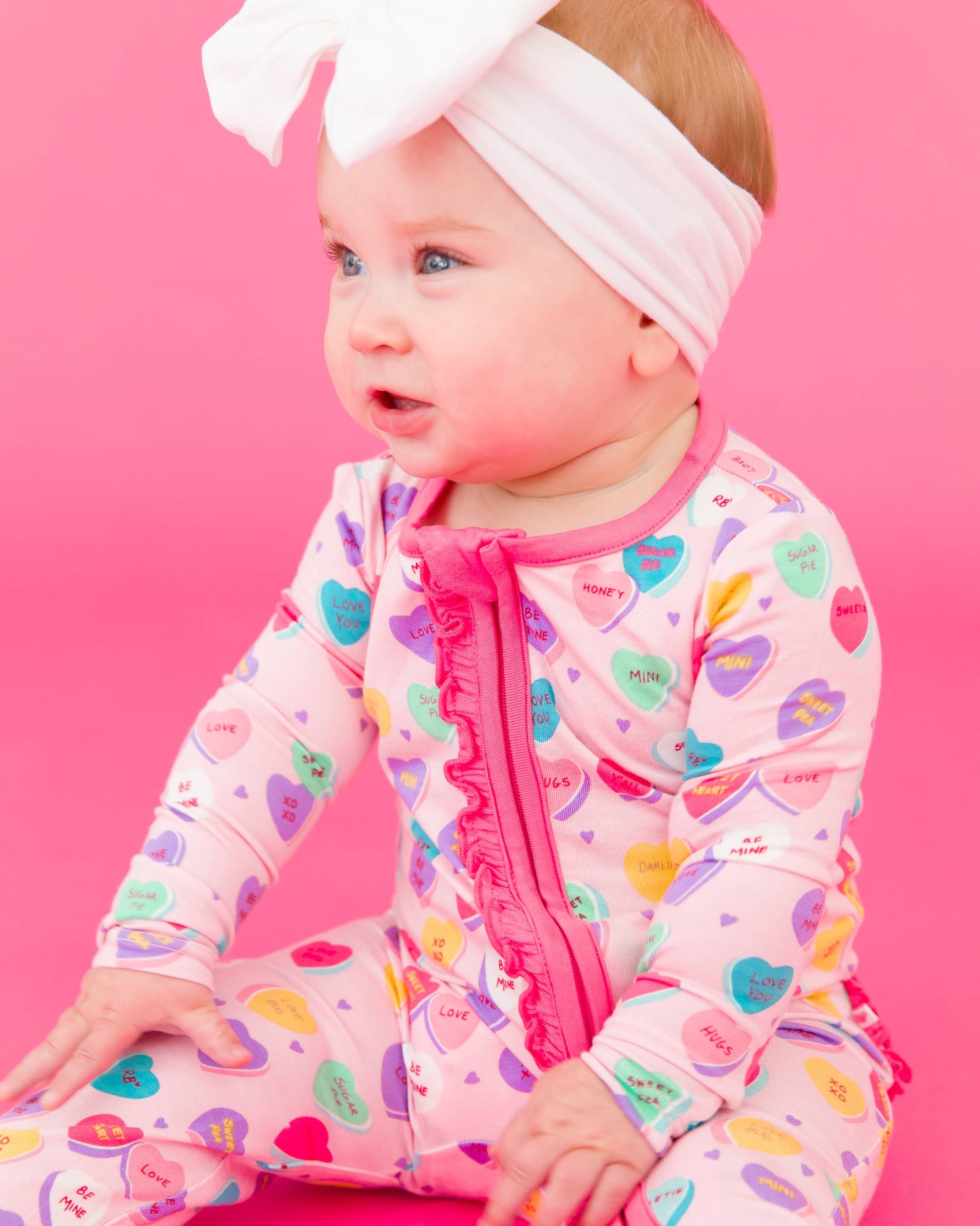 Be My Valentine Bamboo Footed Ruffle Zippy Pajamas