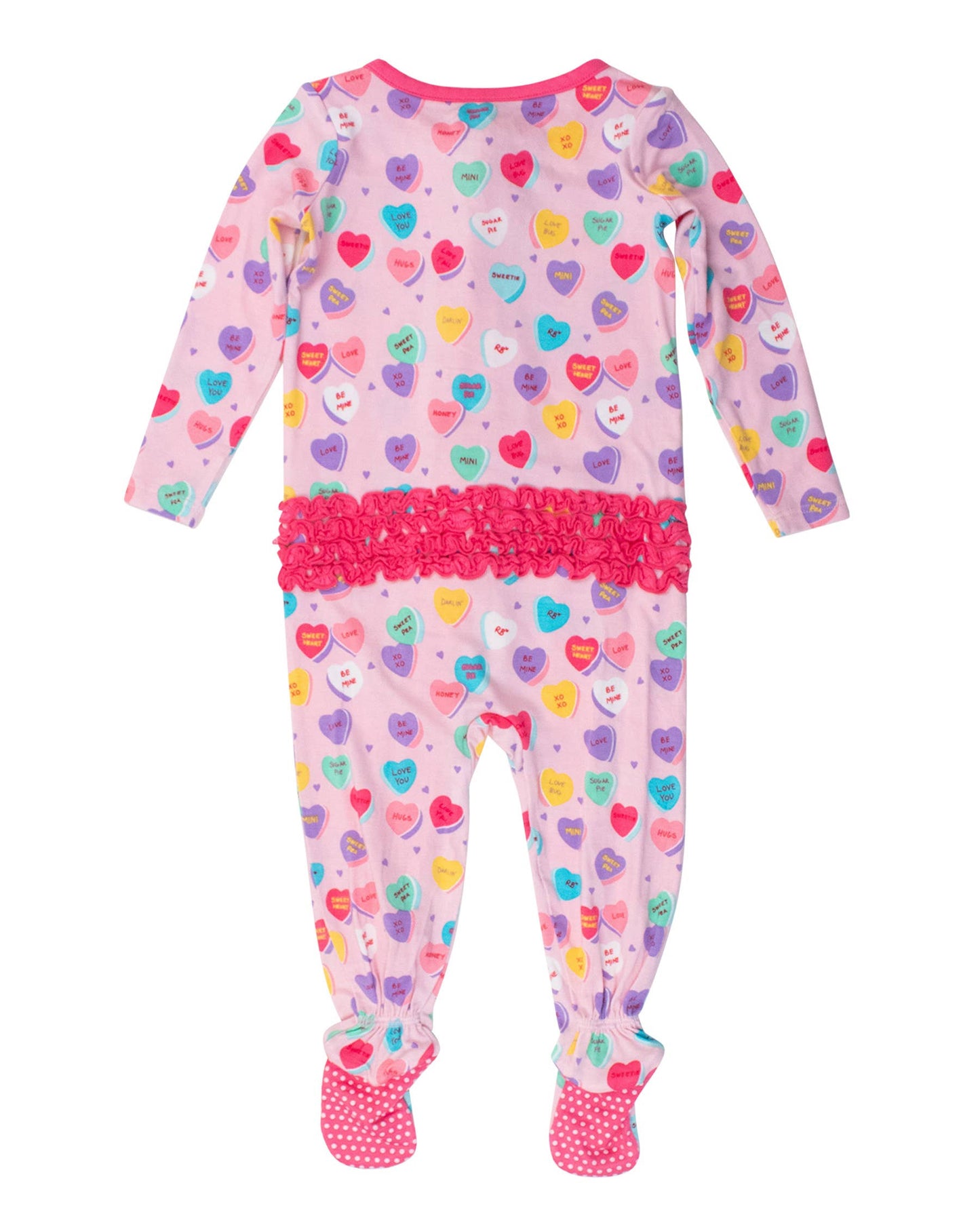 Be My Valentine Bamboo Footed Ruffle Zippy Pajamas