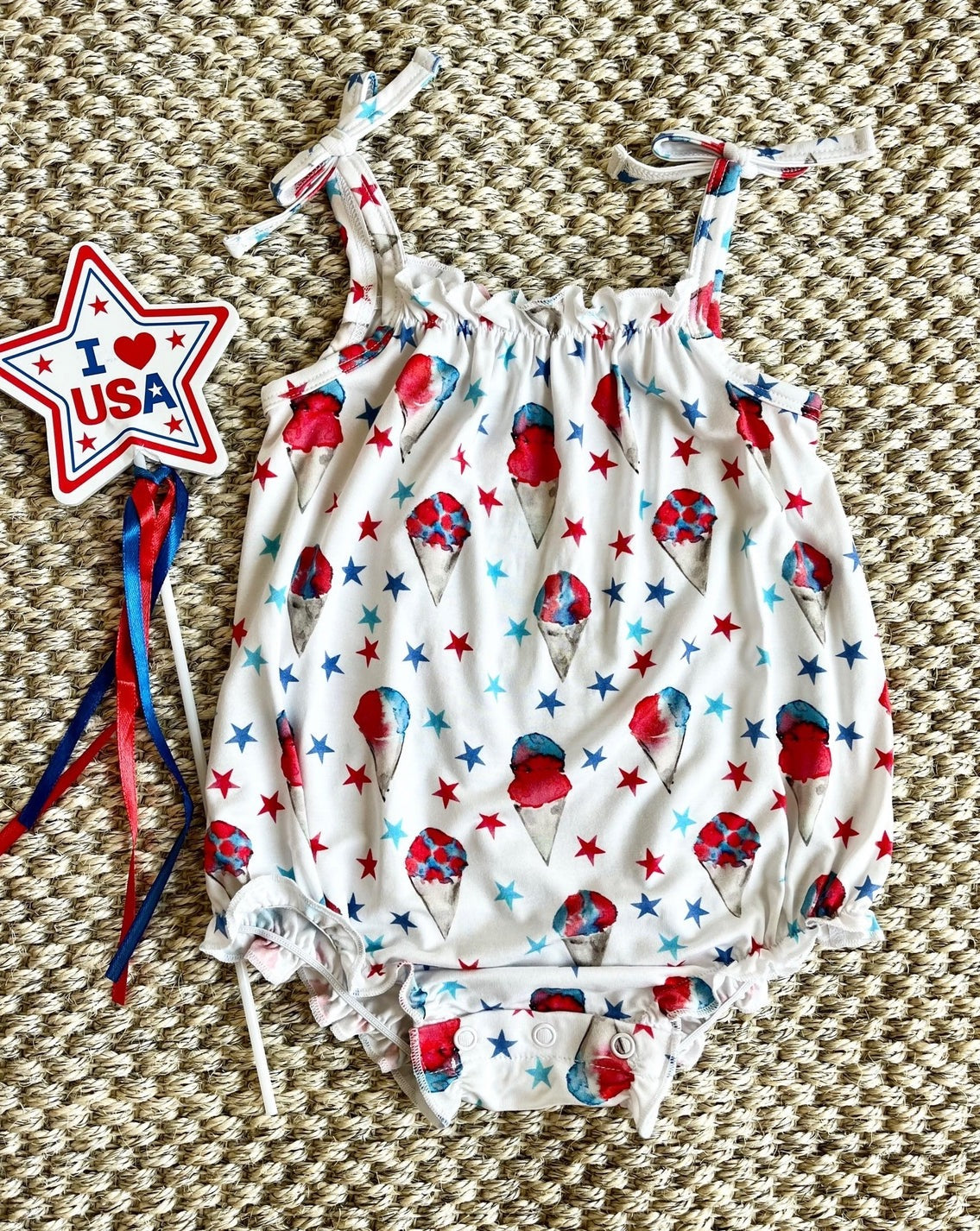 Red, White and Blue Snowcones Bubble Romper