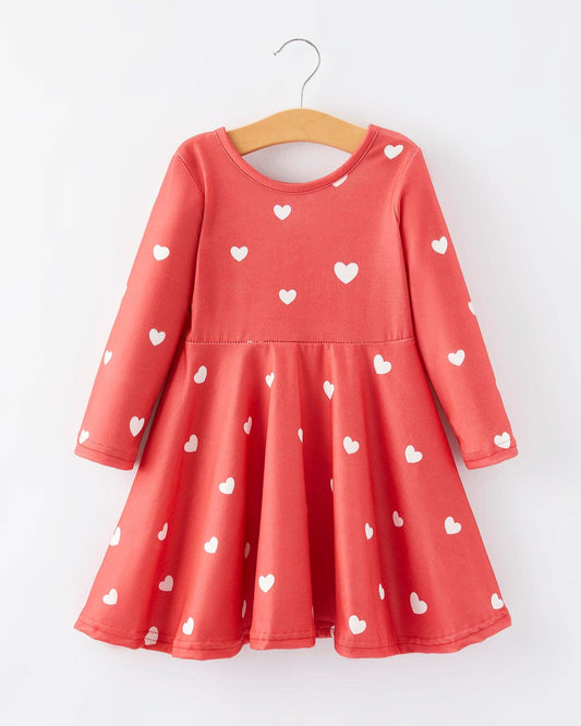 Heart Print Long Sleeve Dress