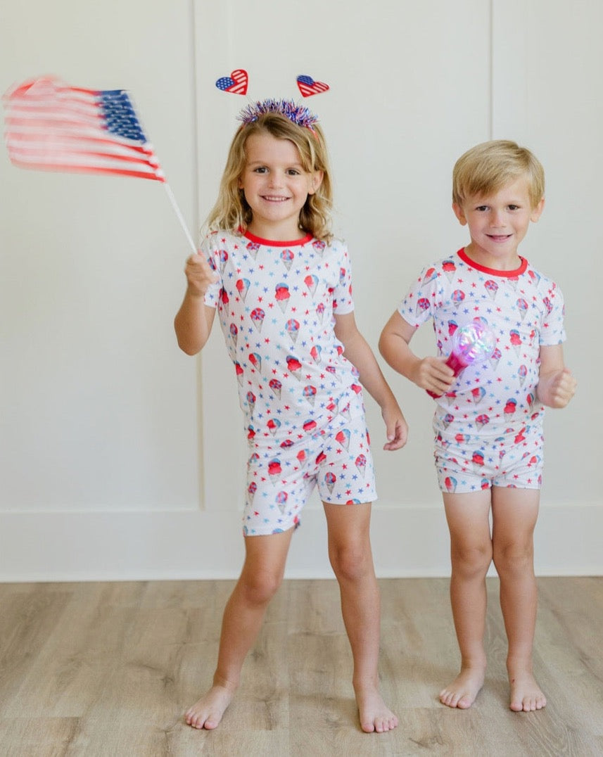 Red, White and Blue Snowcones Two Piece PJ Short Set