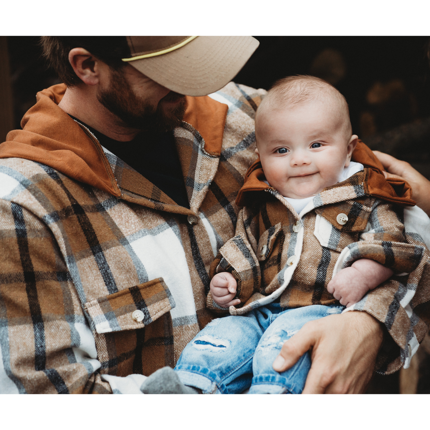 Hooded Brown & Gray Flannel Jacket- Baby & Toddler