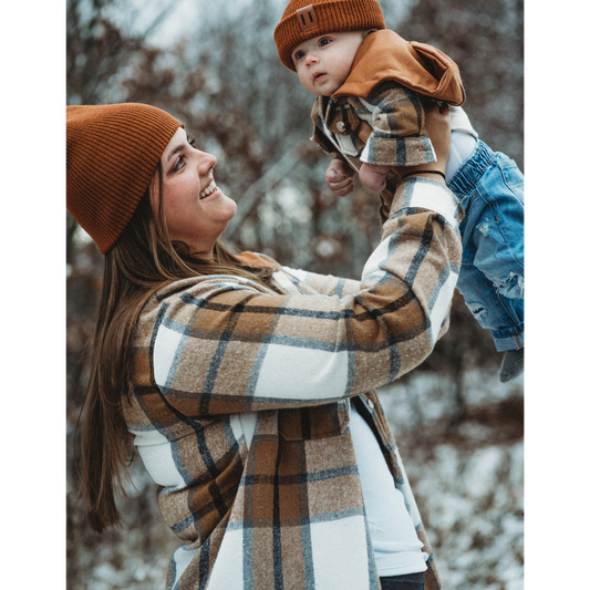 Hooded Brown & Gray Flannel Jacket- Baby & Toddler