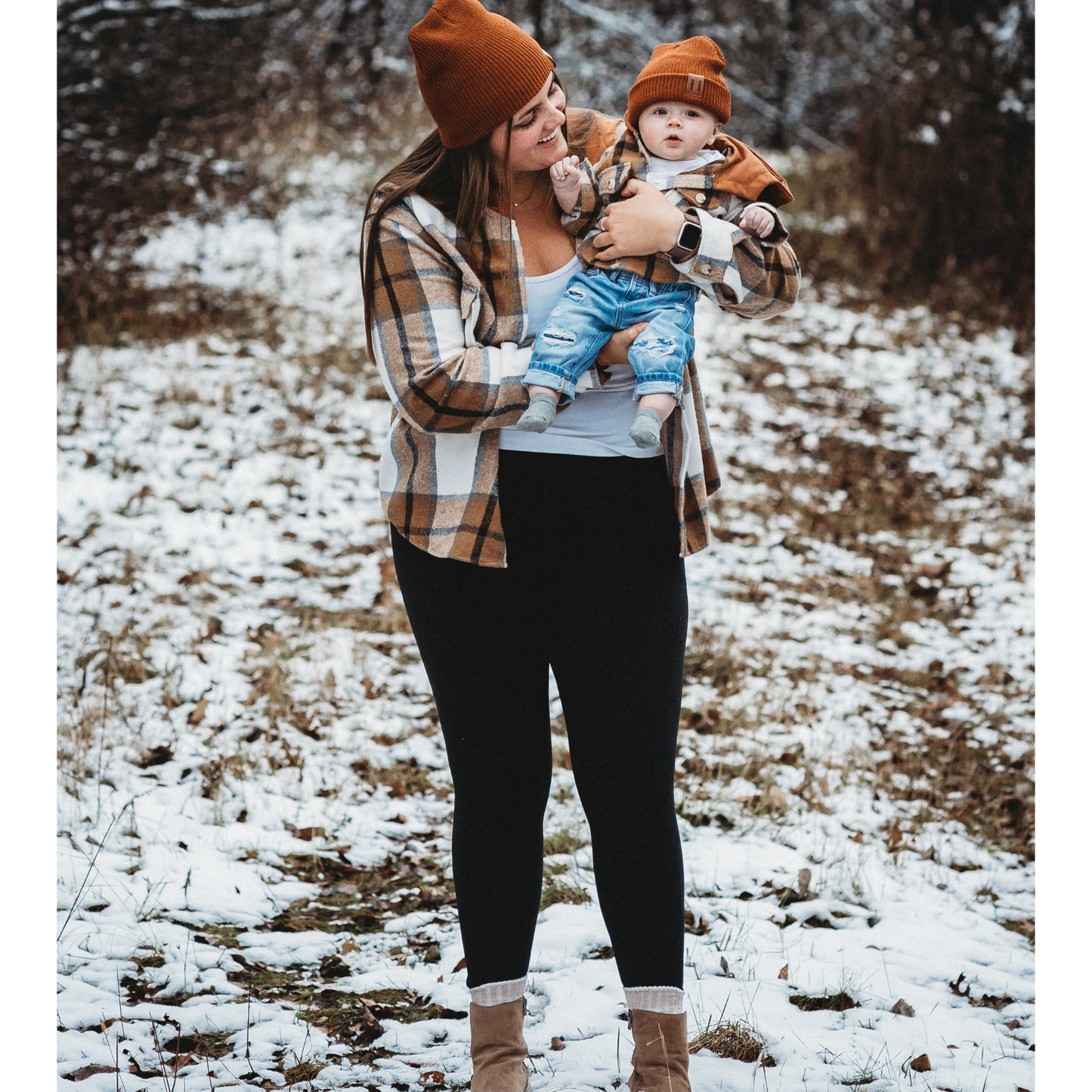 Hooded Brown & Gray Flannel Jacket- Baby & Toddler