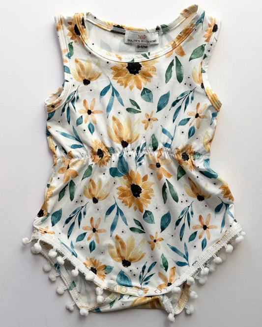 Sunflower Pom Pom Romper