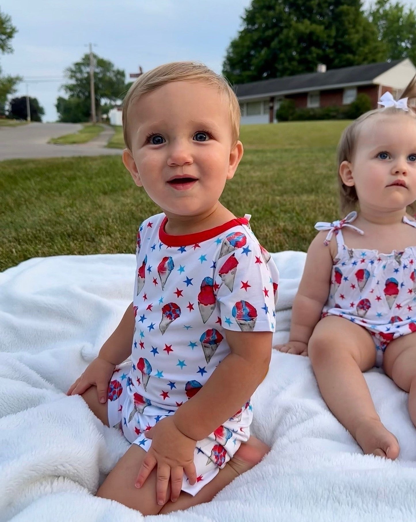 Red, White and Blue Snowcones Two Piece PJ Short Set