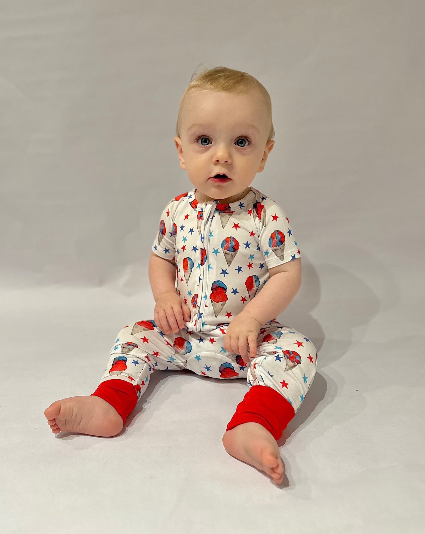 Red, White and Blue Snowcones Zipper Onesie