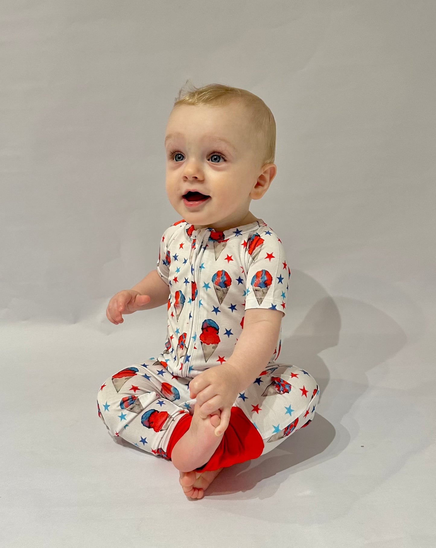 Red, White and Blue Snowcones Zipper Onesie