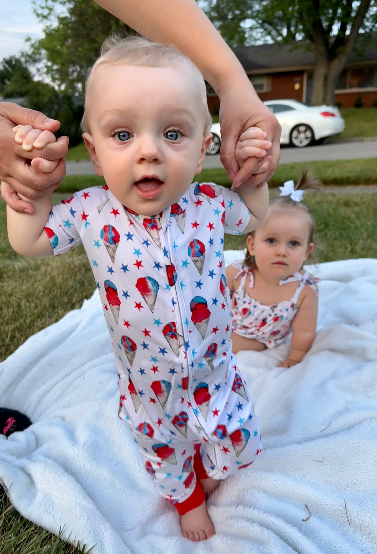 Red, White and Blue Snowcones Zipper Onesie