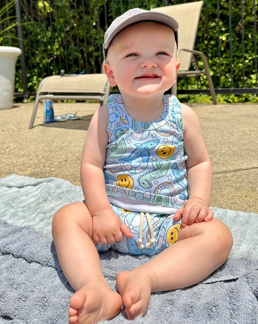 Blue Beach Babe Summer Tank Set