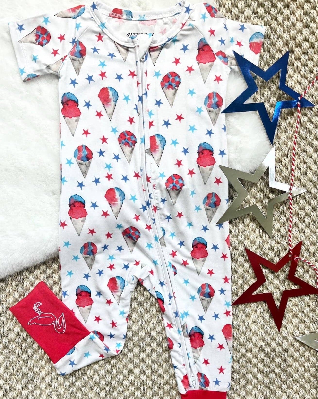 Red, White and Blue Snowcones Zipper Onesie