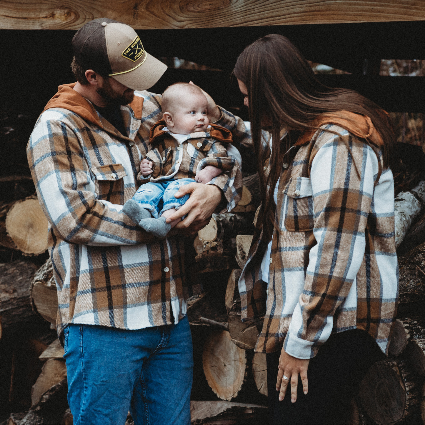 Hooded Brown & Gray Flannel Jacket- Baby & Toddler