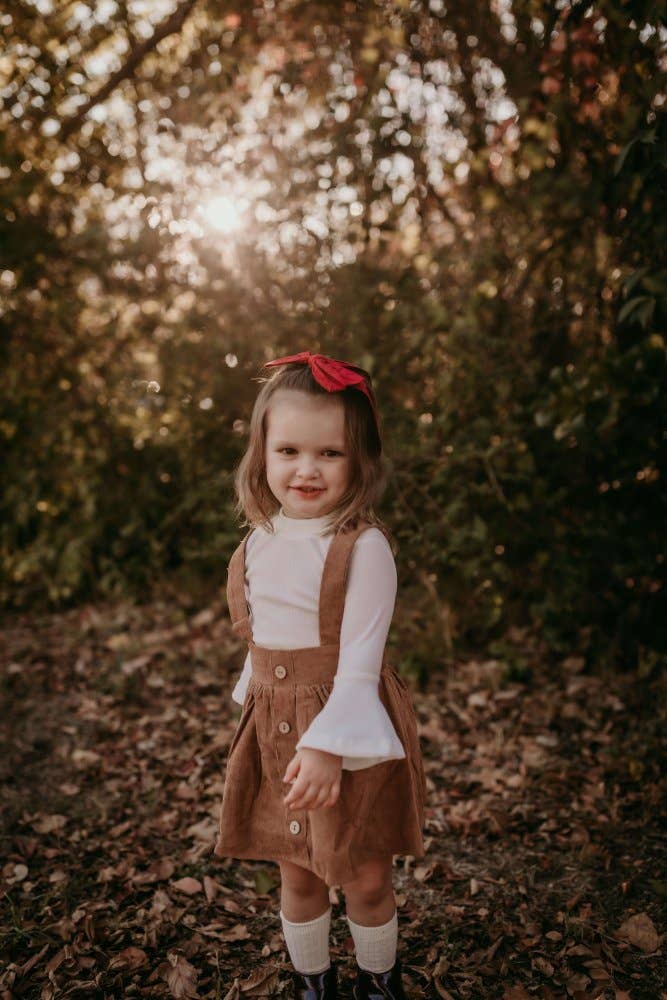 Fallon Corduroy Suspender Skirt - Praline